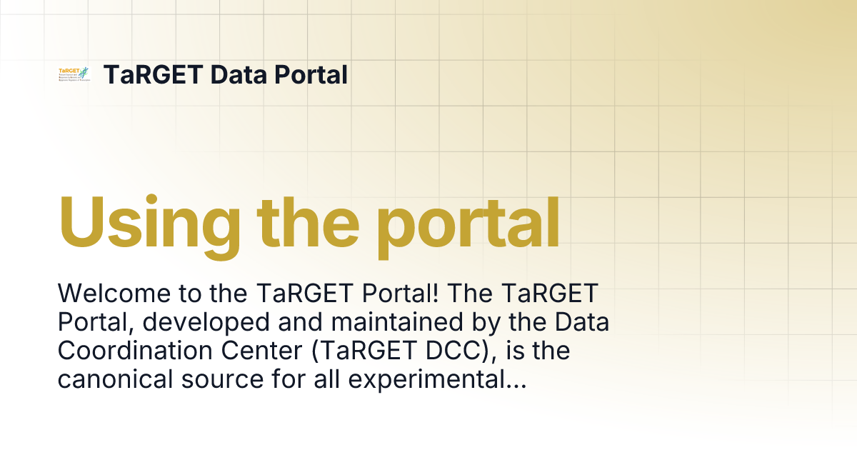 Using the portal | TaRGET Data Portal